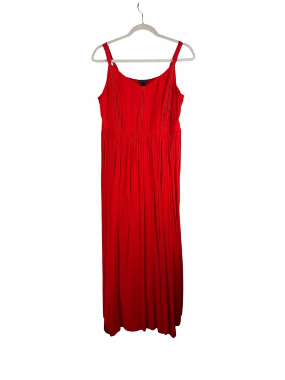 Torrid Red Swiss Dot Ladder Trim Maxi Dress Sleeveless Boho Size 1